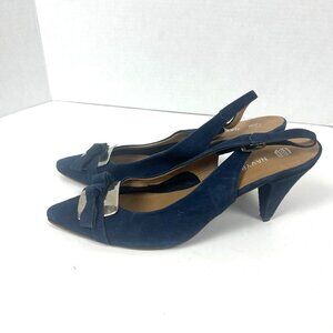 Navyboot‎ Blue Slingback Suede Sandals EU 40 US 9 Leather Upper & Lining Office